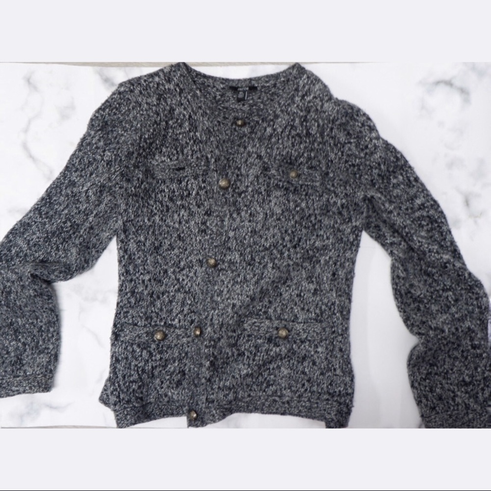 Charcoal Sweater Button Cardigan